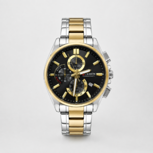 Reloj Curren para caballero 8475-4 Metal bicolor plateado y dorado con esfera negra