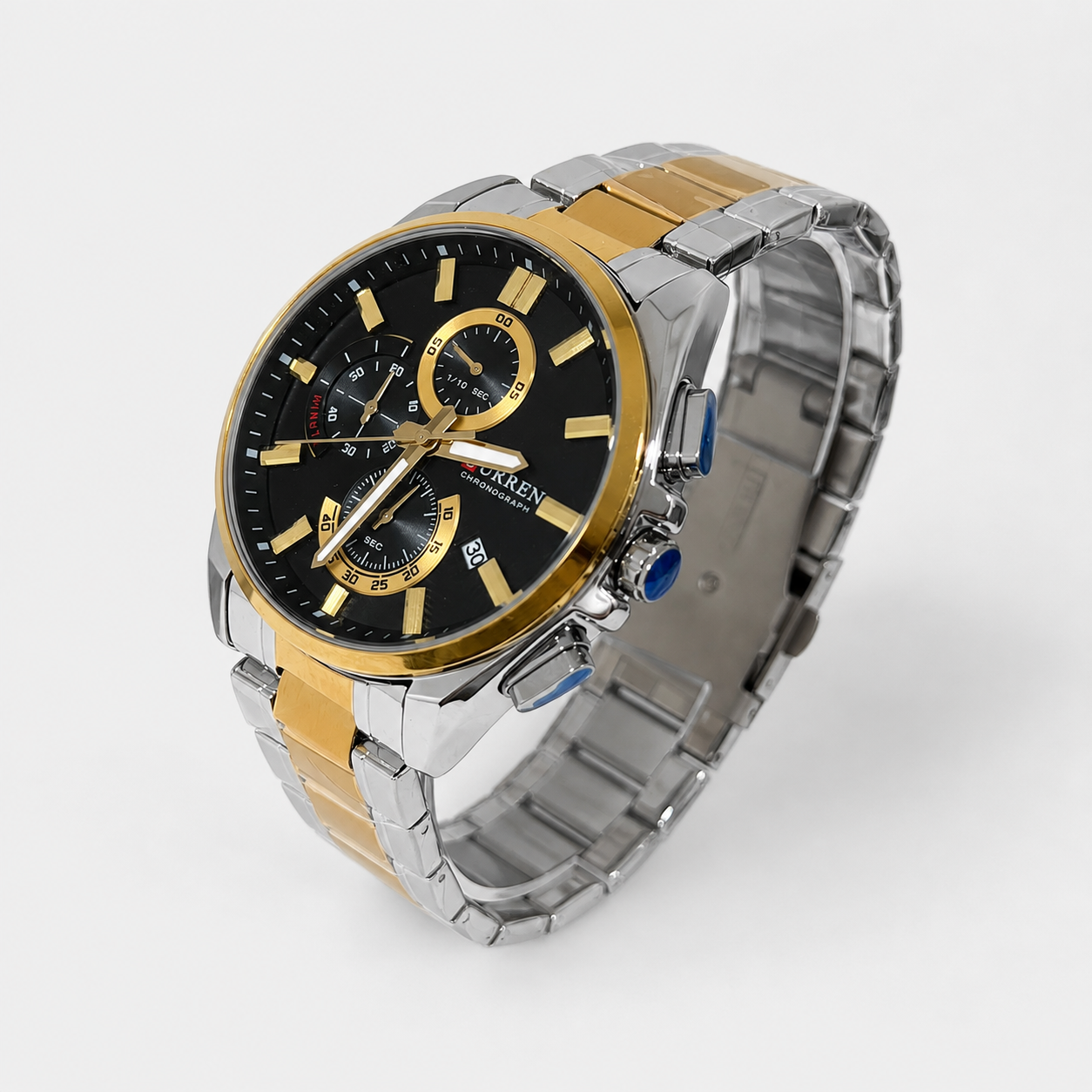 Reloj Curren para caballero 8475-4 Metal bicolor plateado y dorado con esfera negra - Imagen 2