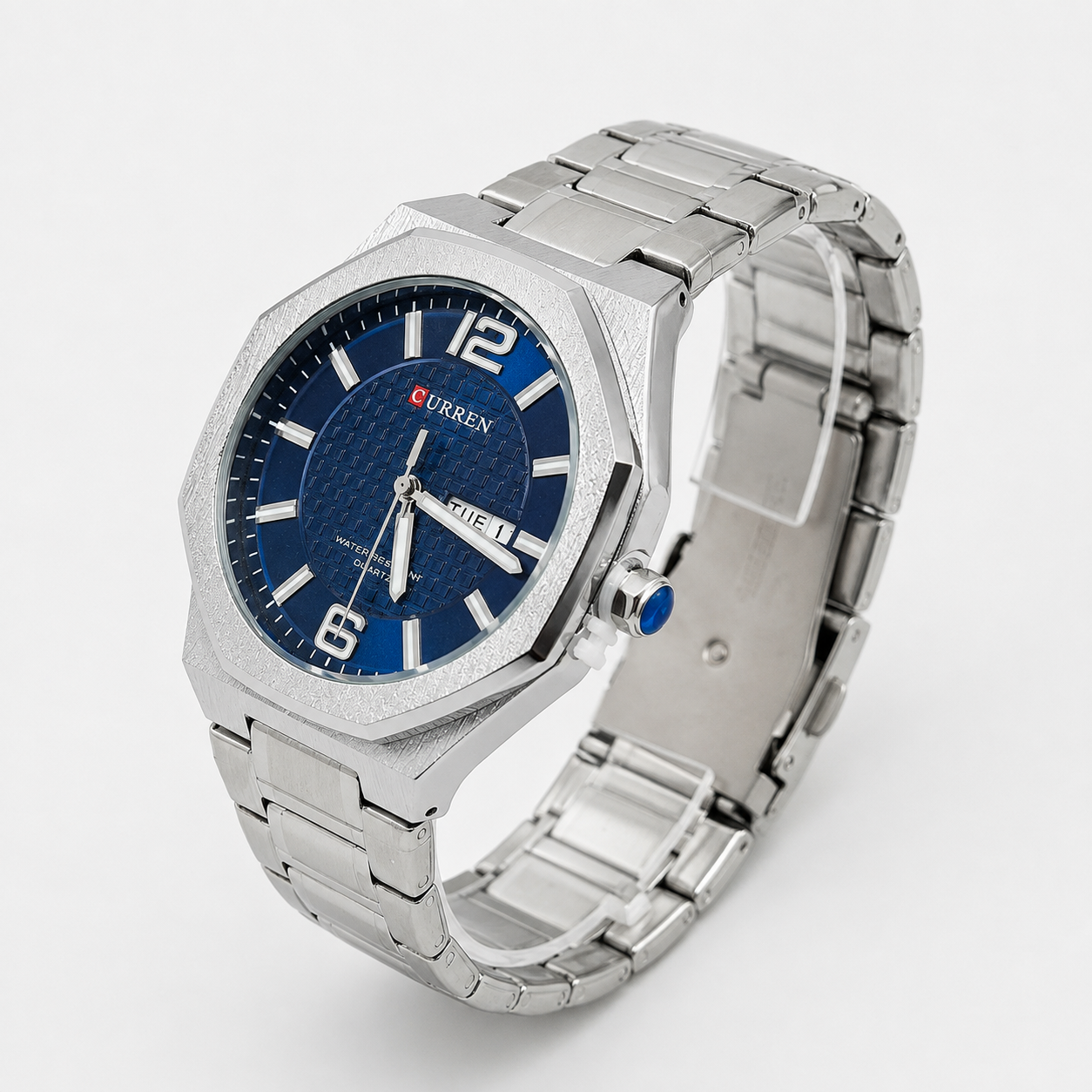 Reloj Curren para caballero 8476-2 Metal plateado con esfera azul - Imagen 3