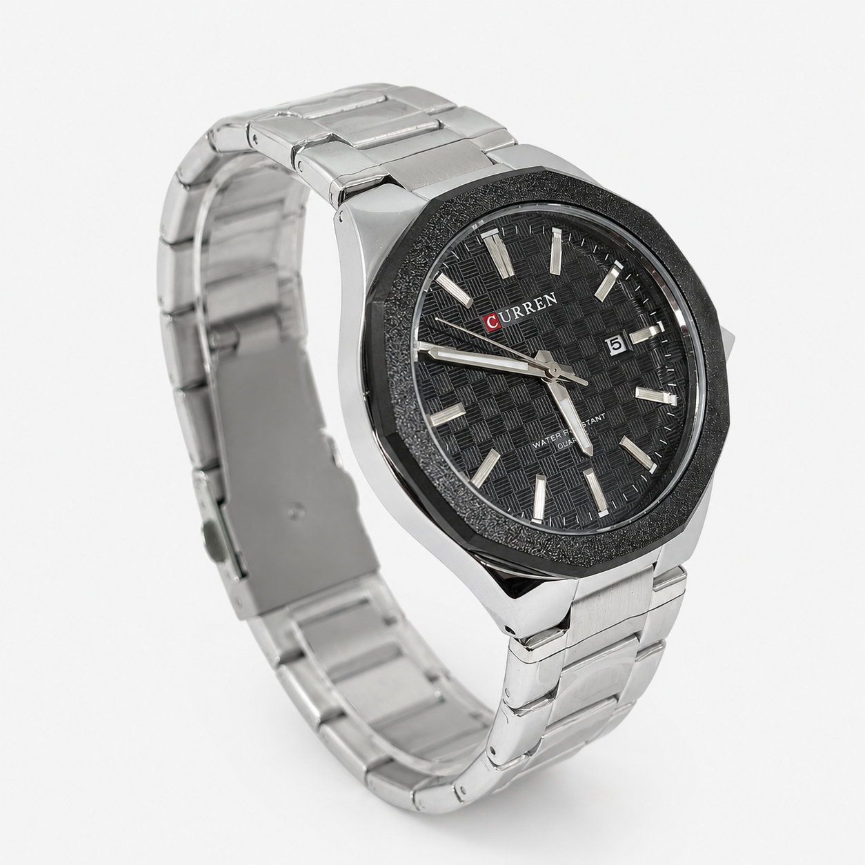 Reloj Curren para caballero 8477-1 Metal plateado con esfera negra - Imagen 3