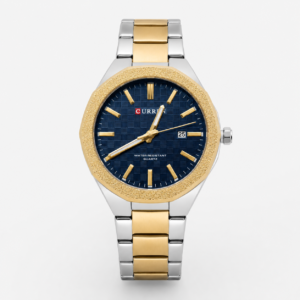 Reloj Curren para caballero 8477-3 Metal bicolor plateado y dorado con esfera azul