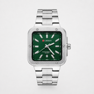 Reloj Curren para caballero 8479-3 Metal plateado con esfera verde