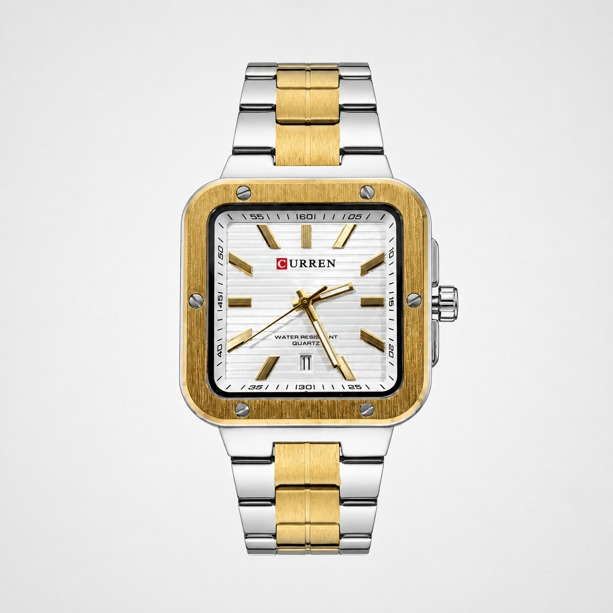 Reloj Curren para caballero 8479-4 Metal bicolor plateado y dorado con esfera blanca