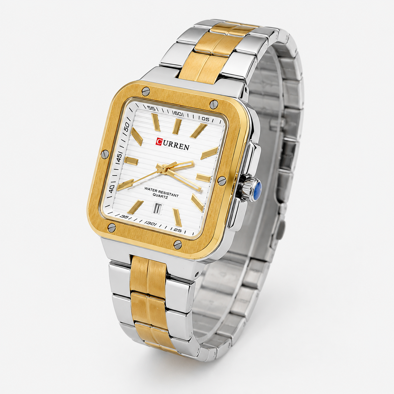 Reloj Curren para caballero 8479-4 Metal bicolor plateado y dorado con esfera blanca - Imagen 2