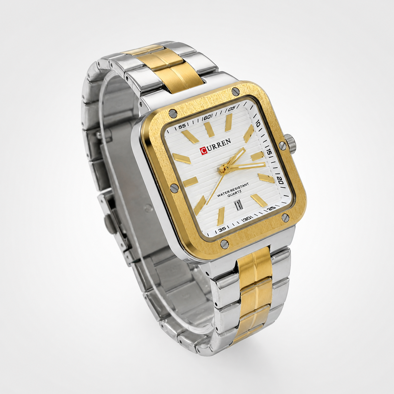Reloj Curren para caballero 8479-4 Metal bicolor plateado y dorado con esfera blanca - Imagen 3