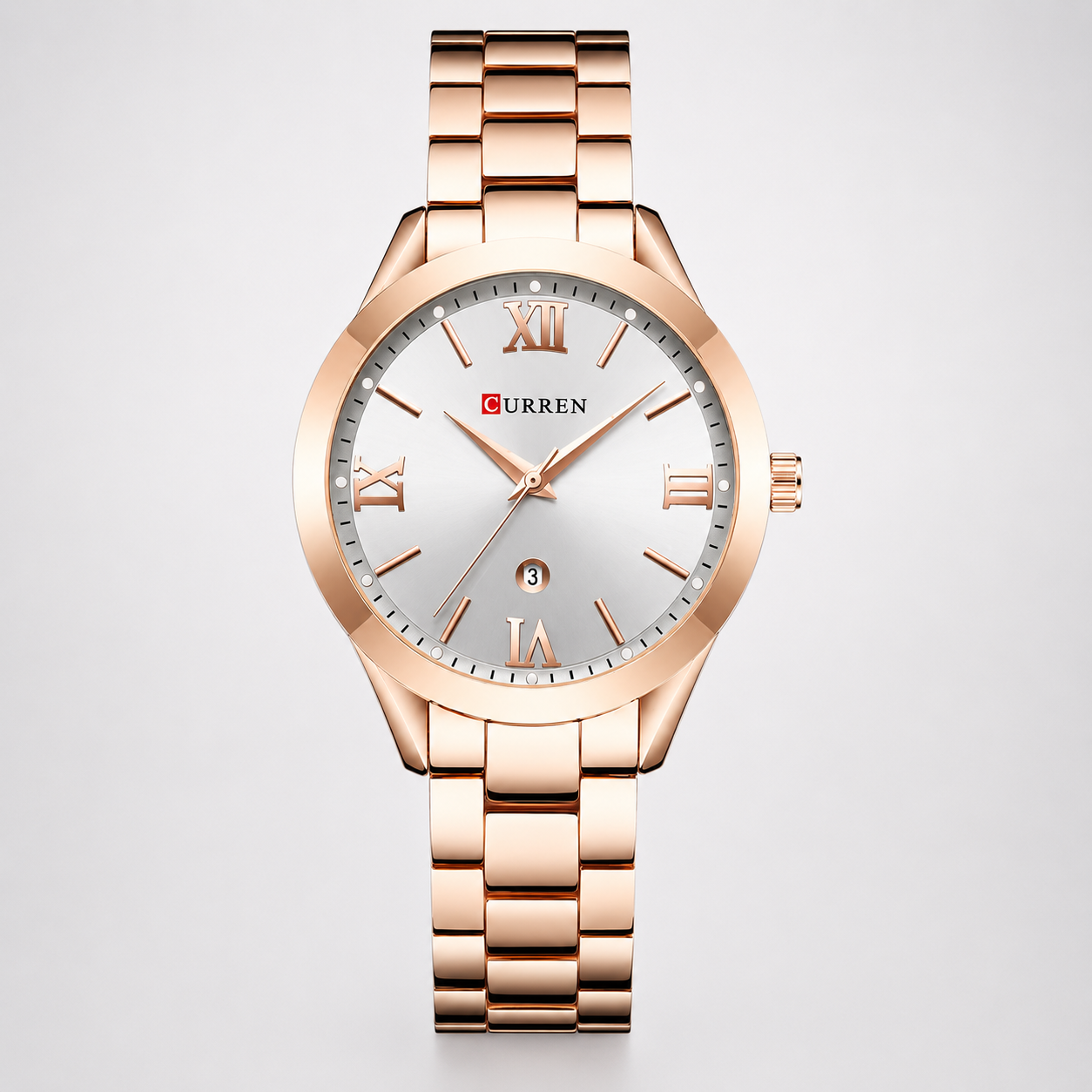 Reloj Curren para dama 9007-2 Metal cobre con esfera blanca