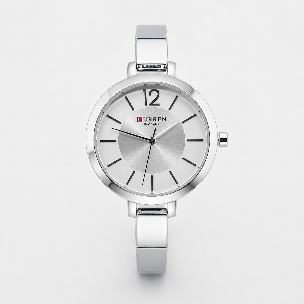 Reloj Curren para dama 9012-1 Metal plateado con esfera blanca