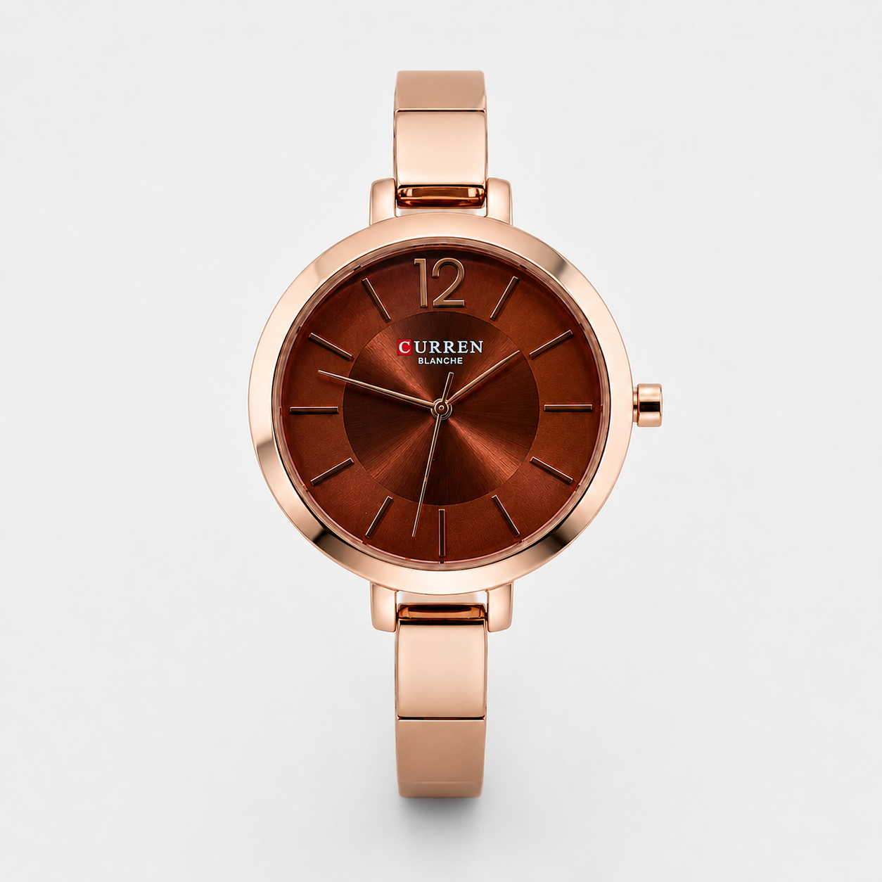 Reloj Curren para dama 9012-2 Metal cobre con esfera borgoña