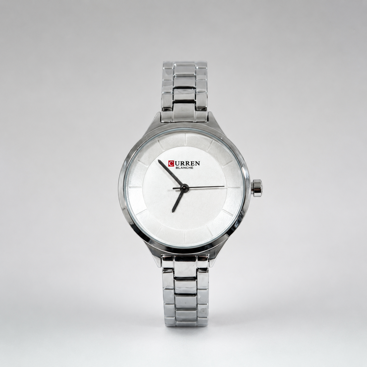 Reloj Curren para dama 9015-1 Metal plateado con esfera blanca