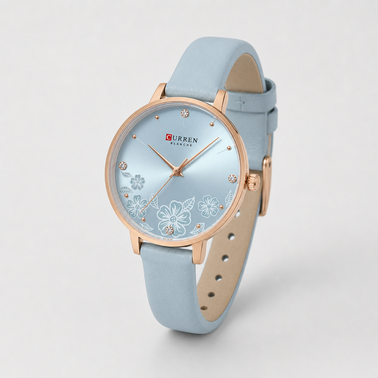 Reloj Curren para dama 9068A-1 Cuero celeste con esfera celeste - Imagen 2