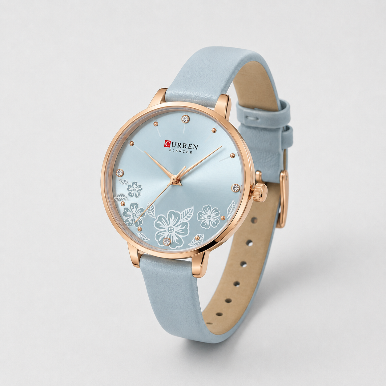 Reloj Curren para dama 9068A-1 Cuero celeste con esfera celeste - Imagen 3