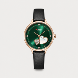 Reloj Curren para dama 9077-5 Cuero negro con esfera verde