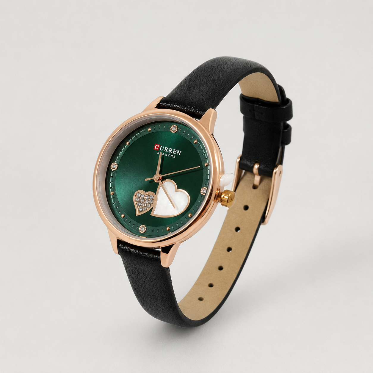 Reloj Curren para dama 9077-5 Cuero negro con esfera verde - Imagen 3
