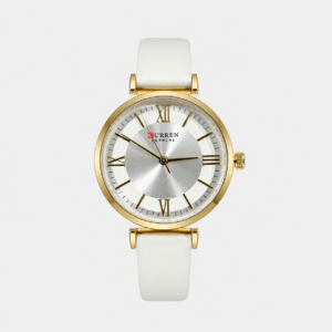 Reloj Curren para dama 9079-1 Cuero blanco con esfera blanca