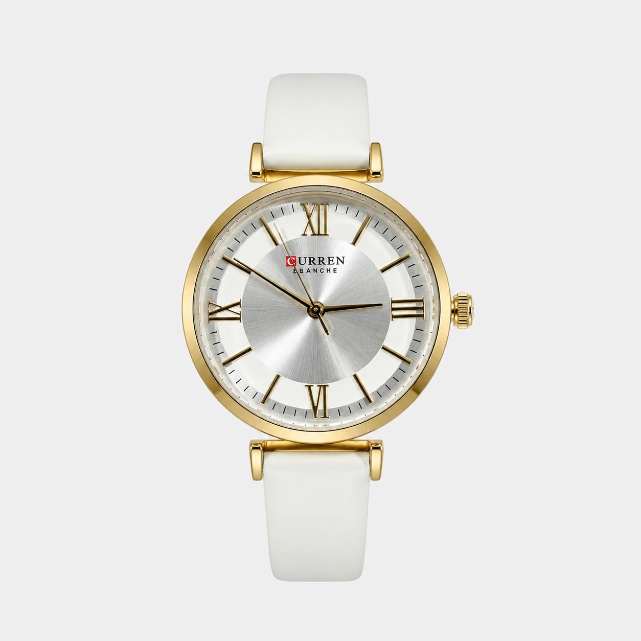 Reloj Curren para dama 9079-1 Cuero blanco con esfera blanca