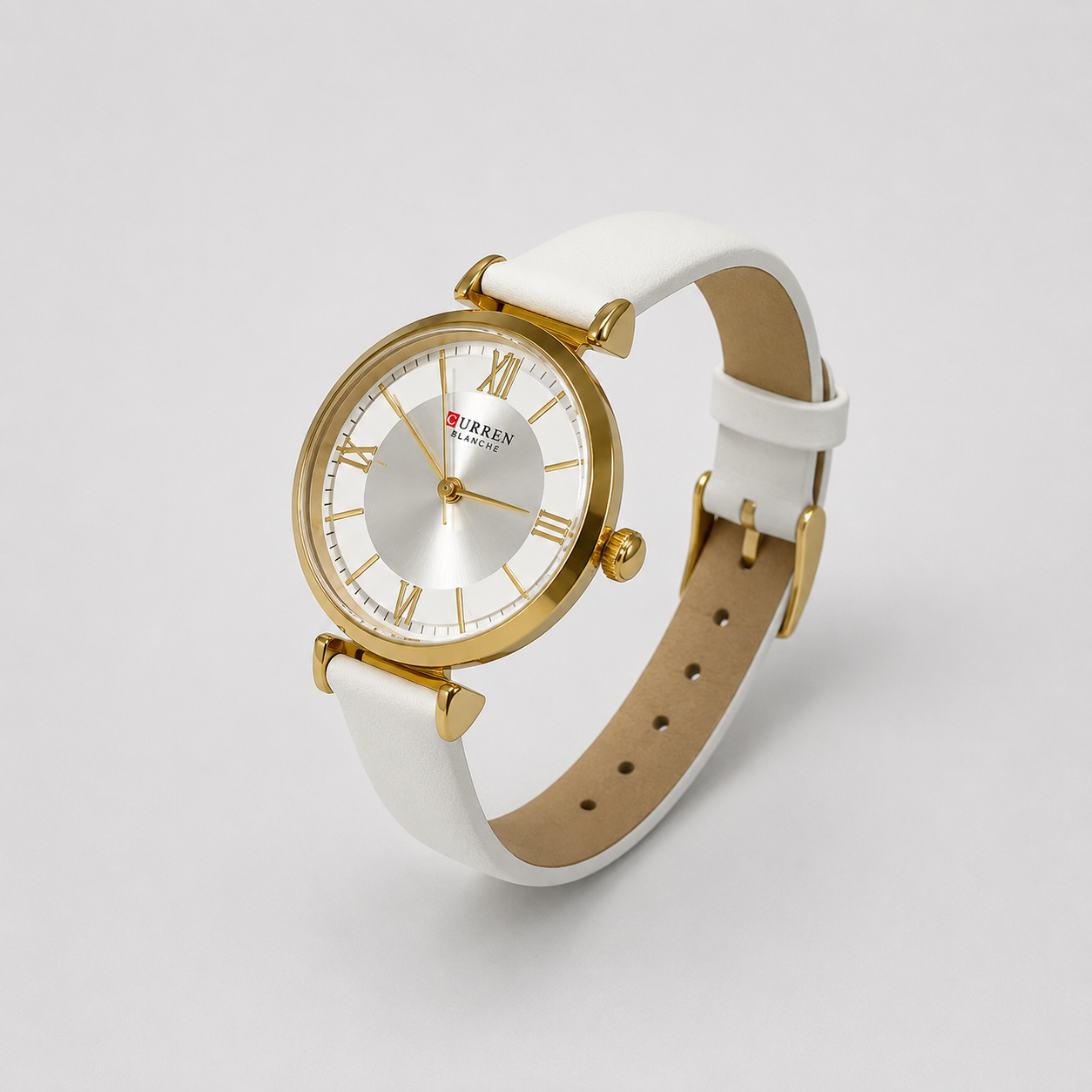 Reloj Curren para dama 9079-1 Cuero blanco con esfera blanca - Imagen 2