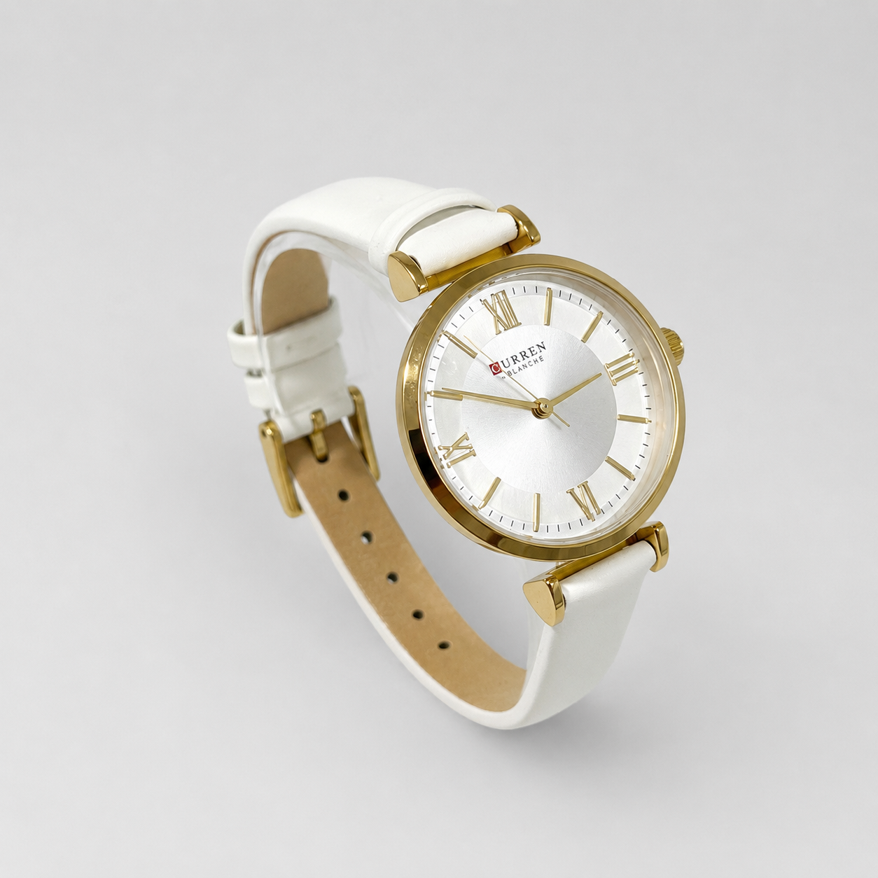 Reloj Curren para dama 9079-1 Cuero blanco con esfera blanca - Imagen 3