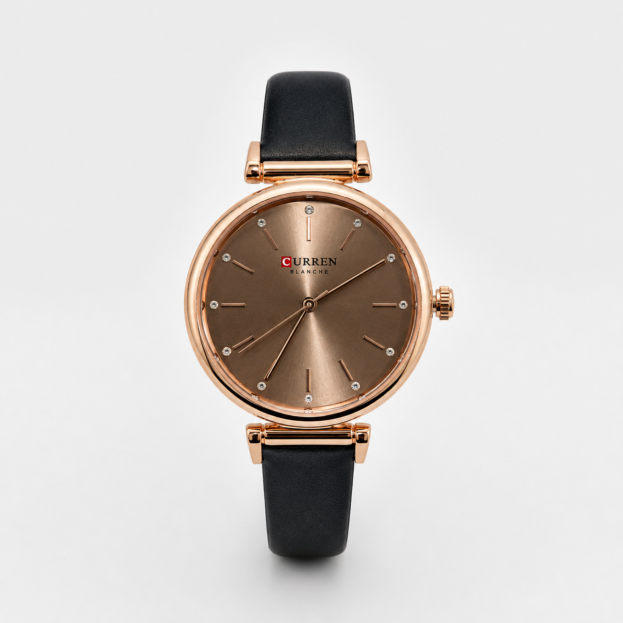 Reloj Curren para dama 9081A-3 Cuero café con esfera rosada