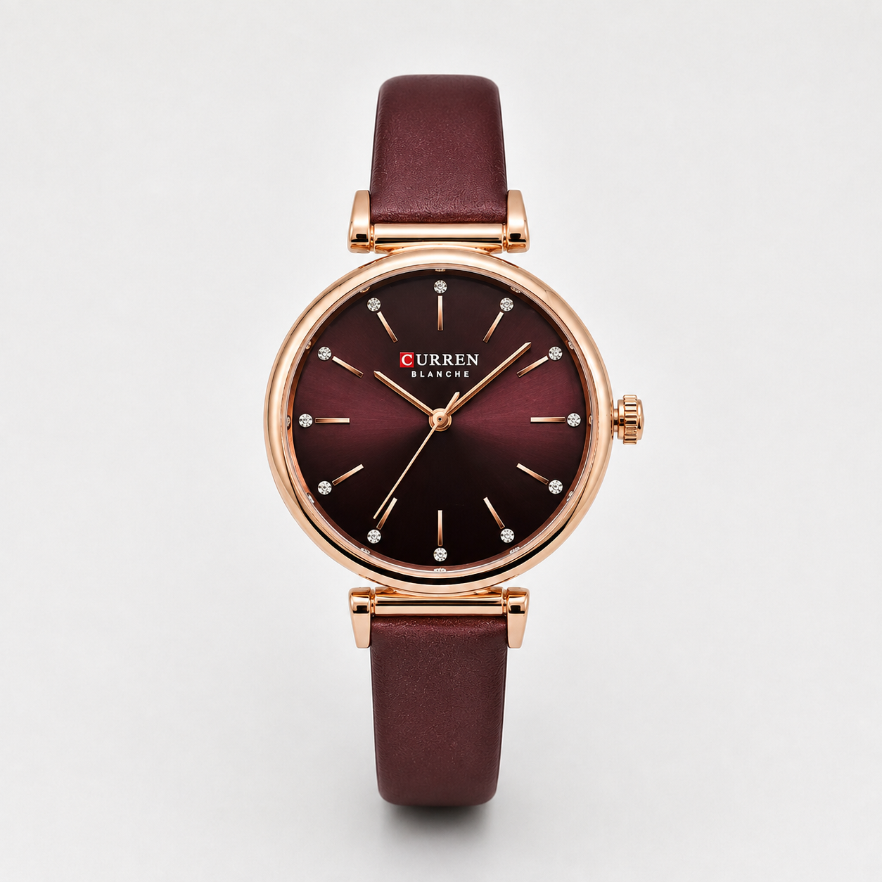 Reloj Curren para dama 9081A-4 Cuero borgoña con esfera oscura
