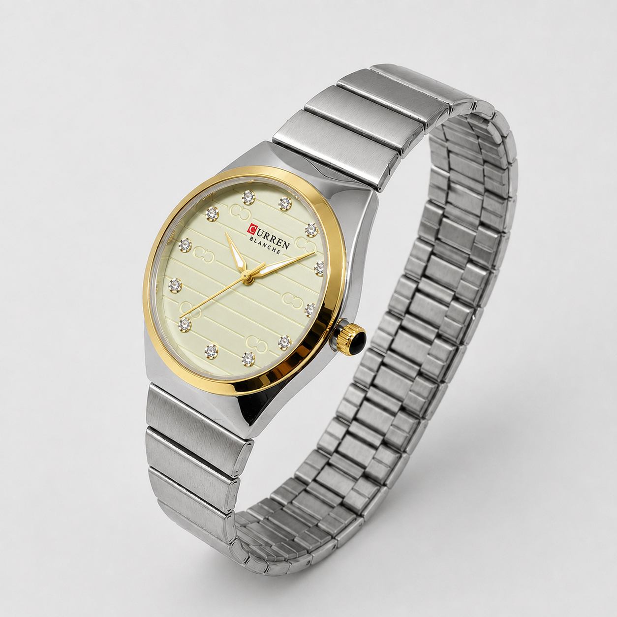 Reloj Curren para dama 9110-2 Metal plateado con detalles dorados y esfera blanca - Imagen 2
