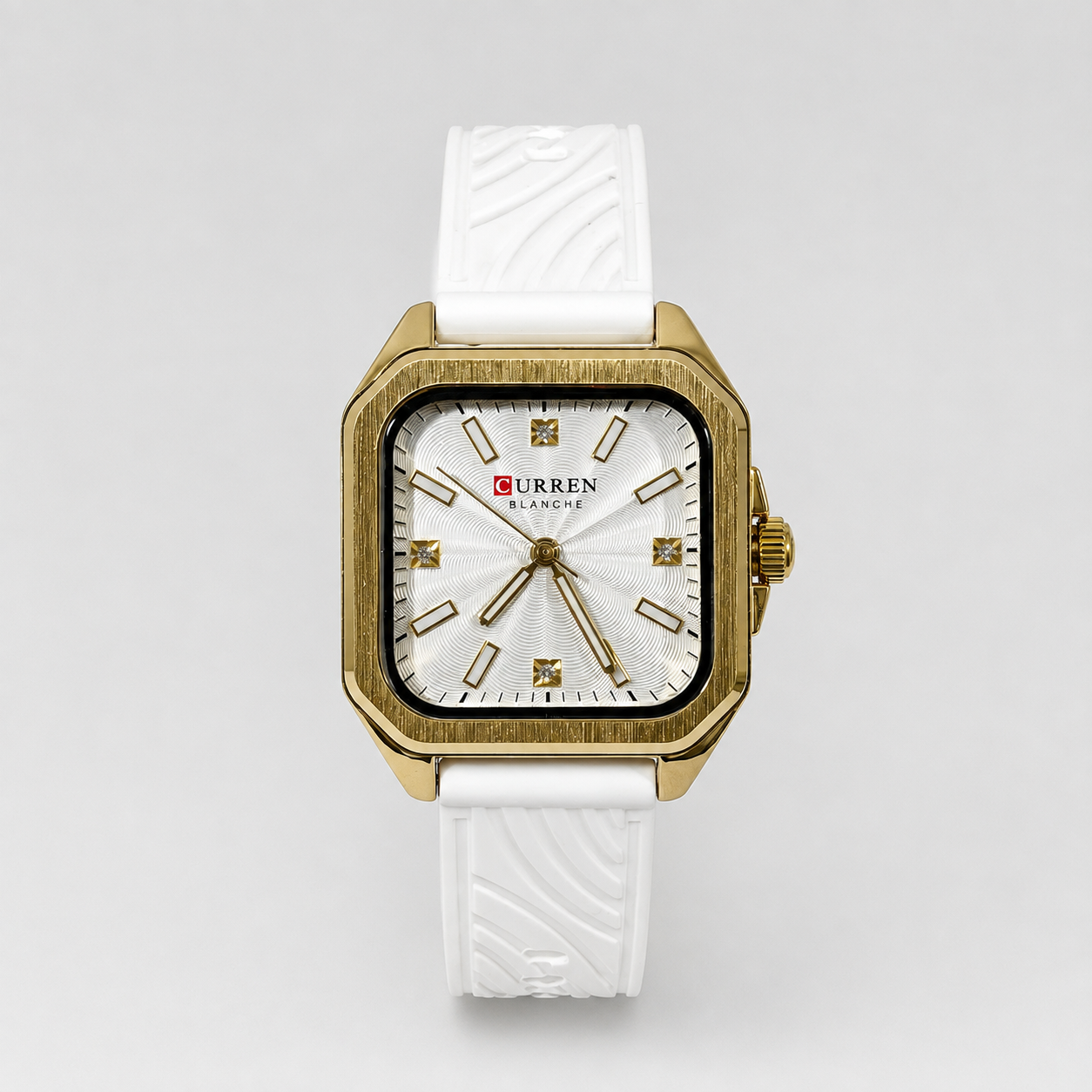 Reloj Curren para dama 9113-3 Resina blanco con detalles dorados