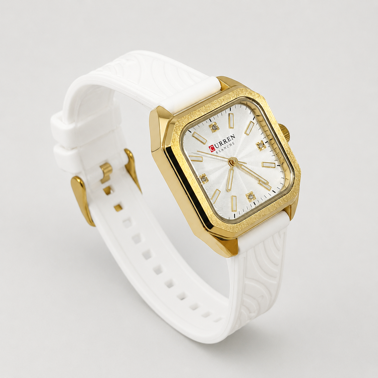 Reloj Curren para dama 9113-3 Resina blanco con detalles dorados - Imagen 2