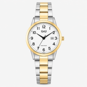 Reloj Q&Q para dama – A45A-003PY – analógico bicolor plateado y dorado