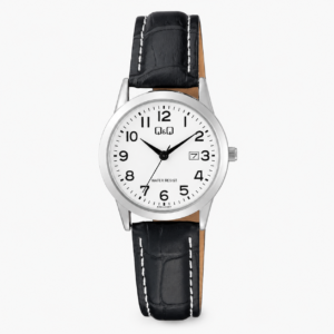 Reloj Q&Q para dama – A45A-004PY – analógico negro y plateado
