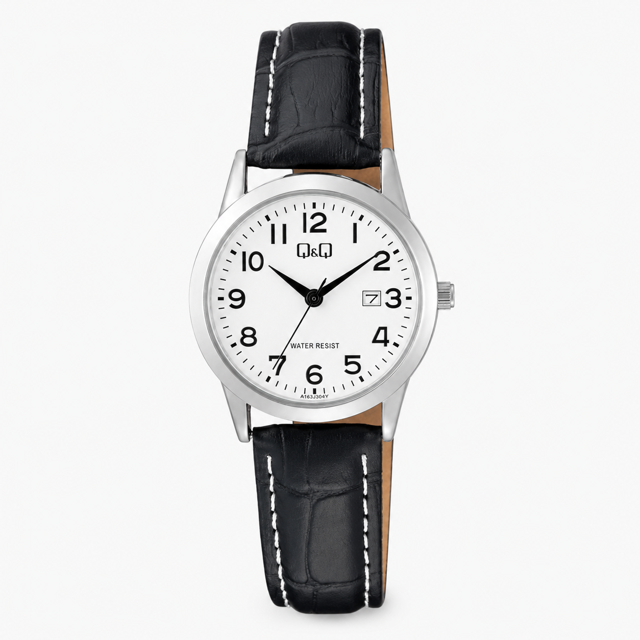 Reloj Q&Q para dama - A45A-004PY - analógico negro y plateado