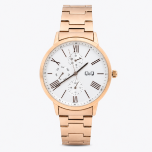 Reloj Q&Q para dama – AA37J017Y – analógico bicolor plateado y rosado dorado