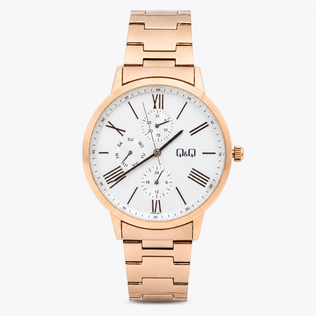 Reloj Q&Q para dama - AA37J017Y - analógico bicolor plateado y rosado dorado
