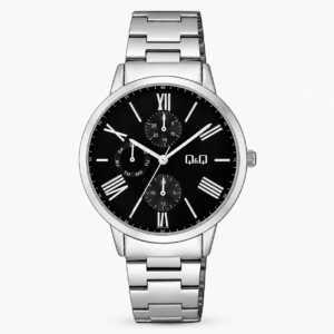 Reloj Q&Q para dama – AA37J208Y – analógico negro y plateado