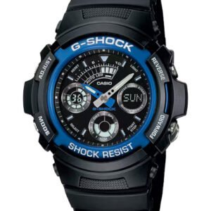 Reloj G-SHOCK para caballero AW-591-2A Negro con detalles azules Análogo Digital Resina