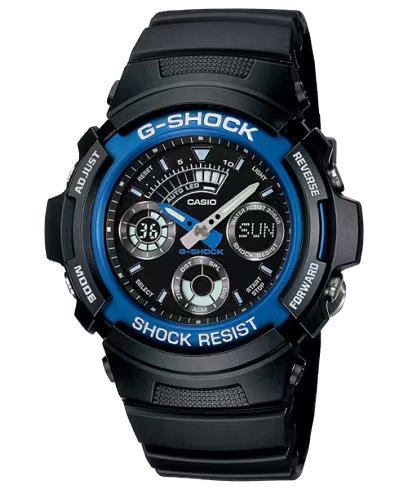 Reloj G-SHOCK para caballero AW-591-2A Negro con detalles azules Análogo Digital Resina