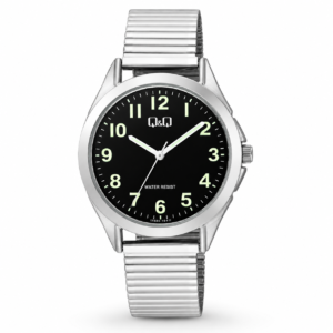 Reloj Q&Q para dama – C04A-048PY – analógico negro y plateado