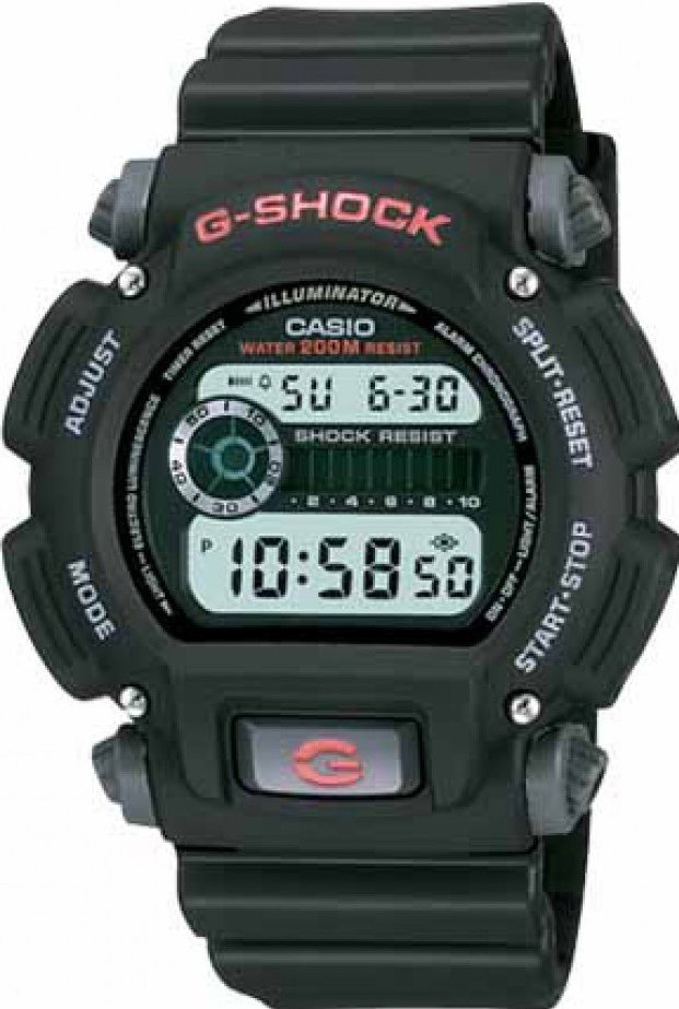 Reloj G-SHOCK para caballero DW-9052-1V Negro con detalles rojos Digital Resina