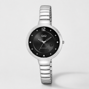 Reloj Q&Q para dama – F611J202Y – analógico negro y plateado