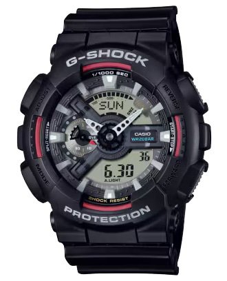 Reloj G-SHOCK para caballero GA-110RL-1A Negro con detalles rojos y grises Análogo Digital Resina