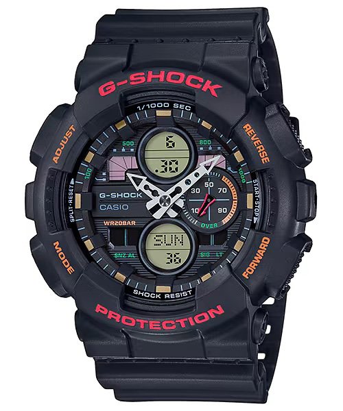 Reloj G-SHOCK para caballero GA-140-1A4 Negro con detalles rojos Análogo Digital Resina