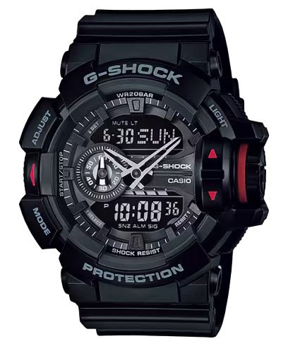 Reloj G-SHOCK para caballero GA-400-1B Negro con detalles rojos Análogo Digital Resina