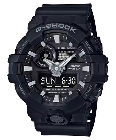 Reloj G-SHOCK para caballero GA-700-1B Negro con pantalla de tono oscuro Análogo Digital Resina