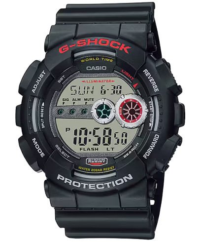 Reloj G-SHOCK para caballero GD-100-1A Negro con detalles rojos y verdes Digital Resina