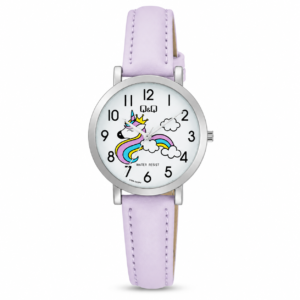 Reloj Q&Q para dama - Q58A-012PY - analógico plateado con blanco