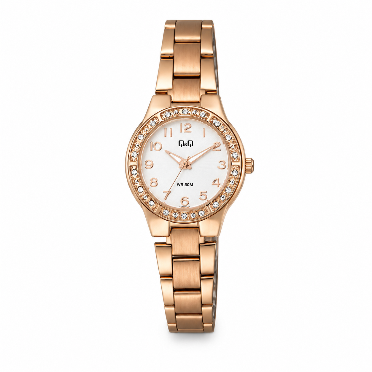 Reloj Q&Q para dama - Q691J024Y - analógico rosado dorado con blanco