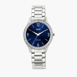 Reloj Q&Q para dama – Q75B-003PY – analógico negro y plateado