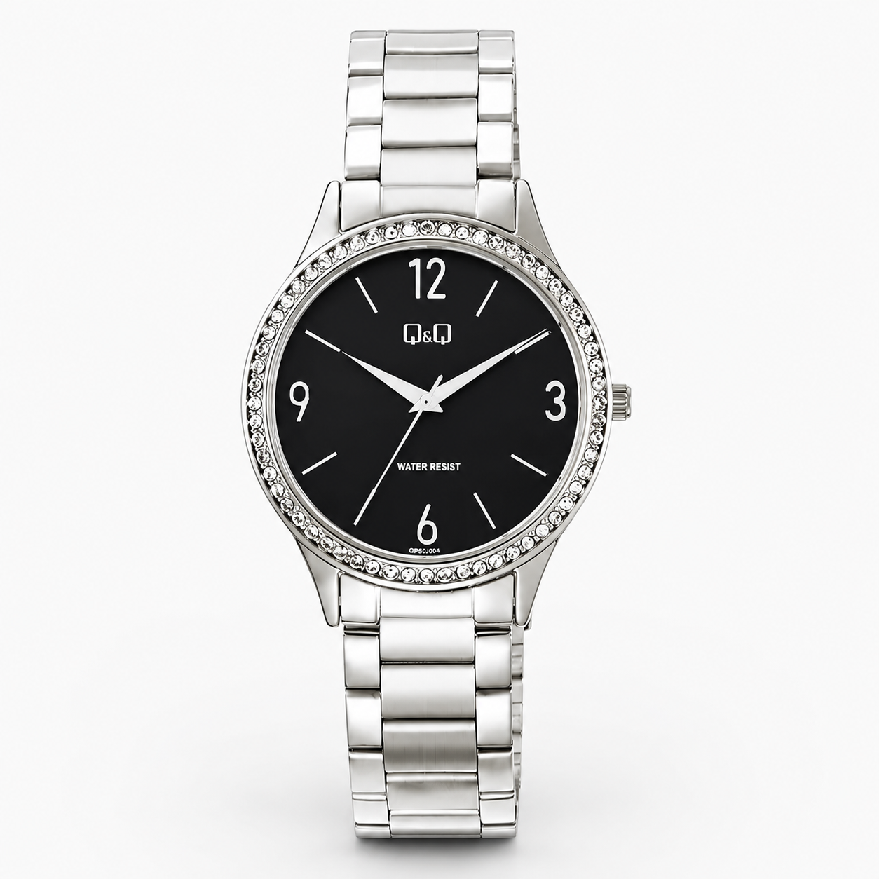 Reloj Q&Q para dama - Q75B-004PY - analógico negro y plateado
