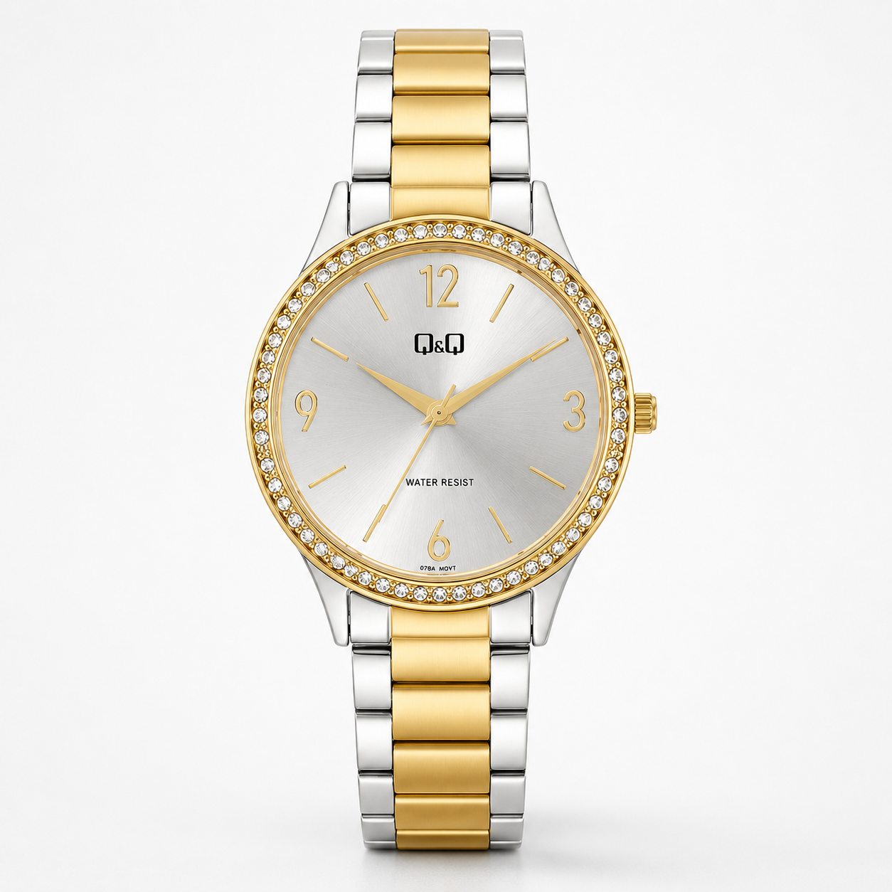 Reloj Q&Q para dama - Q75B-006PY - analógico bicolor plateado y dorado