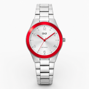 Reloj Q&Q para dama – Q78B-006PY – analógico plateado y rosado