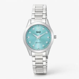 Reloj Q&Q para dama – Q82B-004PY – analógico plateado y azul