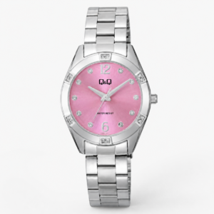 Reloj Q&Q para dama – Q83B-002PY – analógico plateado y rosado